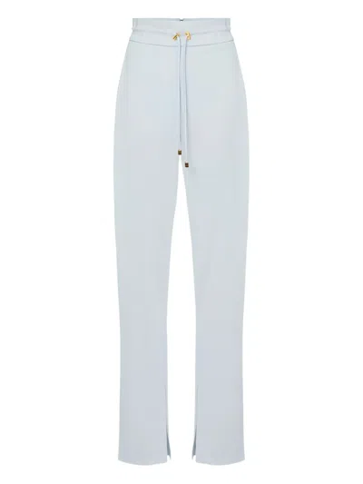 Elisabetta Franchi Drawstring Slit Trousers In Blue