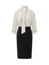 Elisabetta Franchi Viscose Blend Midi Dress With Detachable Skirt In Black