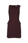 Elisabetta Franchi Sleeveless Floral Peplum Balloon Dress In Burgundy