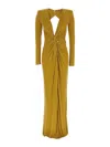 Elisabetta Franchi Piercing-detail Jersey Gown In Amarillo