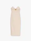 Elisabetta Franchi Midi Dress With Gold Metal Detail In Beige