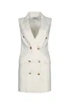 Elisabetta Franchi Sleeveless Double-breasted Dress Button Detailing In Beige