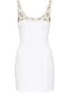 Elisabetta Franchi Beaded Crepe Mini Dress In Beige