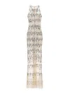 Elisabetta Franchi Pixel-pattern Sequin-embroidered Tulle Red Carpet Dress In Beige