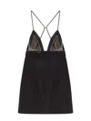 Elisabetta Franchi Plunging Neckline Mini Dress With Lace Detailing And Floral Embellishments In Black