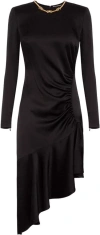 Elisabetta Franchi Chain-embellished Asymmetric Crepe Dress In Black