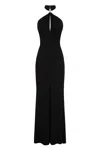 Elisabetta Franchi Knotted Back Halter Neckline Floor-length Dress In Black