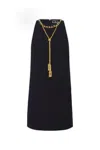 Elisabetta Franchi Boxy Crepe Minidress With Necklace In Black