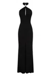 Elisabetta Franchi Knotted Back Halter Neckline Floor-length Dress In Black