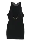 Elisabetta Franchi Sleeveless Round Neck Mini Fitted Chain Dress In Black