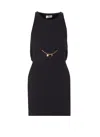 Elisabetta Franchi Sleeveless Round Neck Mini Fitted Chain Dress In Black