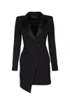 Elisabetta Franchi Satin-lapel Double-breasted Mini Dress In Black