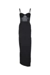 Elisabetta Franchi Fitted Black Evening Dress With Structured Bodice In Black