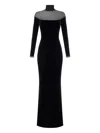 Elisabetta Franchi Red Carpet Dress In Velvet And Jersey Fabrics In Black