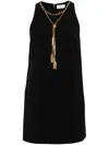 Elisabetta Franchi Boxy Crepe Minidress With Necklace In Black  