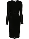 Elisabetta Franchi Draped Midi Dress In Black  