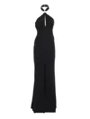 Elisabetta Franchi Black Red Carpet Long Viscose Dress In Black