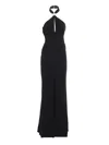 Elisabetta Franchi Black Red Carpet Long Viscose Dress In Black