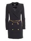 Elisabetta Franchi Belted Crepe Coat Dress In Black