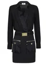 Elisabetta Franchi Wrap-design Cargo-pocket Mini Dress In Black