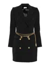 Elisabetta Franchi Belted Crepe Coat Dress In Black