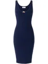 Elisabetta Franchi Knit Tulle Dress In Blue