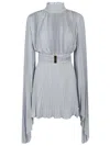 Elisabetta Franchi Soft Pleated Evening Dress In Blue