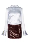 Elisabetta Franchi Shirt Dress And Sequin Mini Skirt In Blue