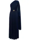Elisabetta Franchi Logo-engraved One-shoulder Dress In Dark Blue