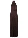 Elisabetta Franchi Red Carpet Dress With Jewel Bow In Brown