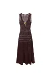Elisabetta Franchi Maxi Sleeveless Dress Deep V-neck In Brown