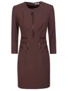 Elisabetta Franchi Merlot Midi Dress With Zipper Detailing In Brown