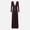 Elisabetta Franchi Red Carpet Dress In Lurex Jersey With Necklace In Brown