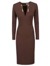 Elisabetta Franchi Midi Fit Dress In Brown