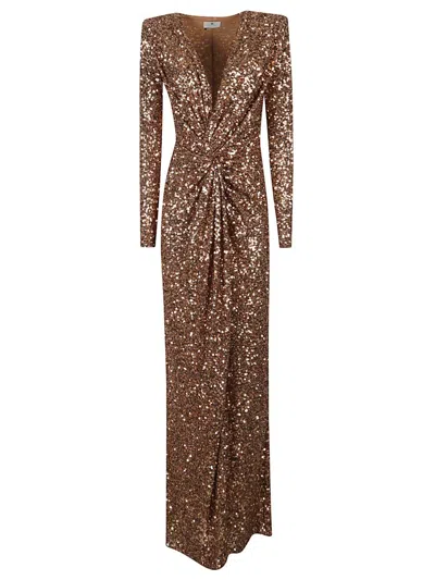 Elisabetta Franchi Red Carpet Dress In Brown