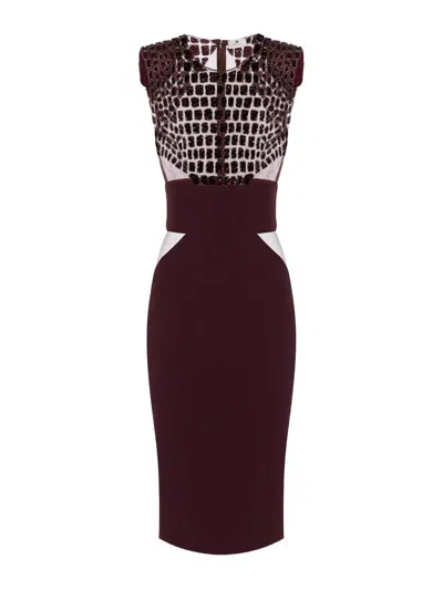 ELISABETTA FRANCHI VESTIDO MIDI - ROJO OSCURO