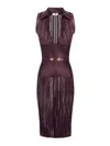 Elisabetta Franchi Pleated Midi Dress In Burgundy