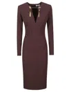 Elisabetta Franchi Midi Fit Dress In Burgundy