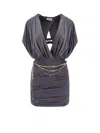 Elisabetta Franchi Mini Dress With Drapery And Metal Belt