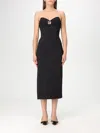 Elisabetta Franchi Fluid Crepe Dress With Macro Bow In Black