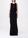 Elisabetta Franchi Lace-up Crepe Maxi Dress In Black