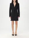 Elisabetta Franchi Satin-lapels Crepe Mini Dress In Black