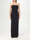 Elisabetta Franchi Lightweight Double Layer Crêpe Red Carpet Dress In Black