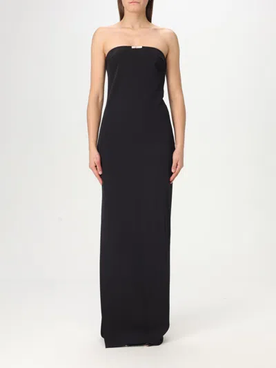 Elisabetta Franchi Lightweight Double Layer Crêpe Red Carpet Dress In Black
