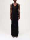 Elisabetta Franchi Black Long Dress In Openwork Knit In Black