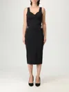 Elisabetta Franchi Fitted Midi Dress With Sweetheart Neckline In Black