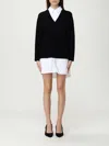 Elisabetta Franchi Dress With Contrast Collar And V-neckline In Black