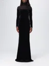 Elisabetta Franchi Red Carpet Dress In Velvet And Jersey Fabrics In Black
