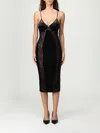 Elisabetta Franchi Dress In Velvet And Floral Lace Fabrics In Black