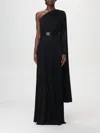 Elisabetta Franchi One-shoulder Pleated Red Carpet Dress In Black